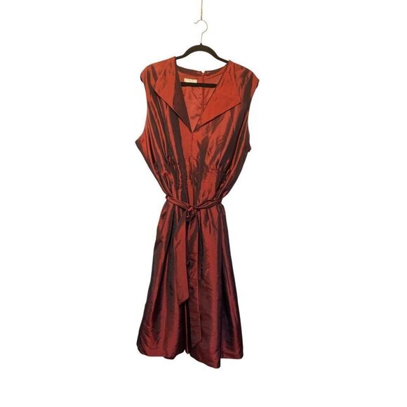 ￼ London times plus size women’s burgundy midi taffeta dress size 24W - Picture 2 of 5